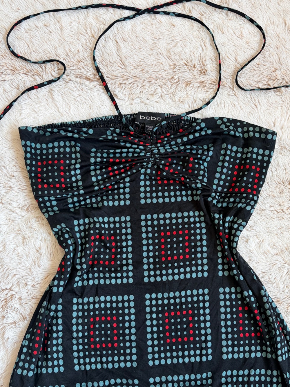 ✨ Vintage Y2K Bebe 100% Silk Halter Tube Top Going Out Coquette McBling Resort